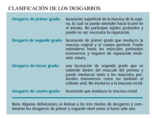 CLASIFICACIÓN DE LOS DESGARROS
 