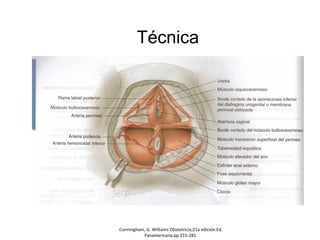 Técnica 
Cunningham, G. Williams Obstetricia,21a edición.Ed. 
Panamericana.pp 215-281. 
 