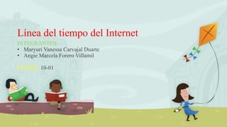 Línea del tiempo del Internet
INTEGRANTES:
• Maryuri Vanessa Carvajal Duarte
• Angie Marcela Forero Villamil
GRADO: 10-01
 