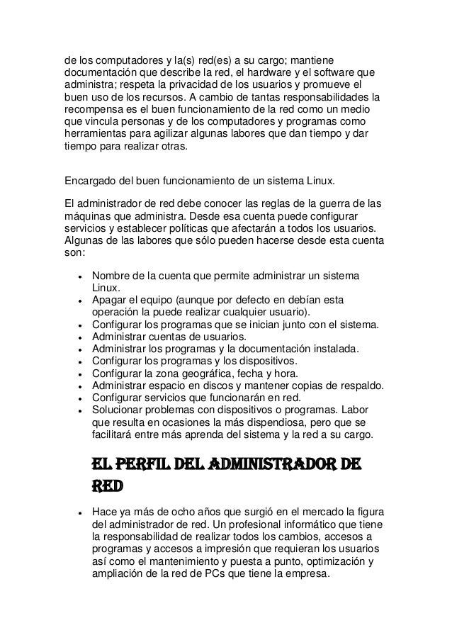 Trabajo de que es un administrador de red