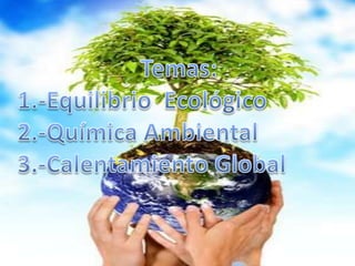 Temas: 1.-Equilibrio  Ecológico 2.-Química Ambiental 3.-Calentamiento Global 