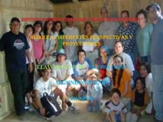 INSTITUTO SUPERIOR PEDAGOGICA ”CIUDAD DE SAN GABRIEL” BLOQUE 6: DIFERENTES PERSPECTIVAS Y PROYECCIONES ELAVORADO POR:VALERIA ORBE SEGUNDONIVEL”B” 2010-2011 