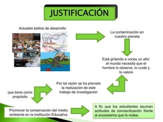 PROBLEMA¿Qué efectos tiene la aplicación del programa de talleres "ERRES" para promover  la conservación del medio ambiente en  la I.E. “Ricardo Palma”?