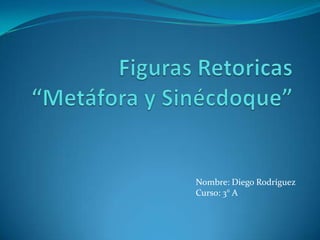Figuras Retoricas “Metáfora y Sinécdoque” Nombre: Diego Rodríguez Curso: 3° A 