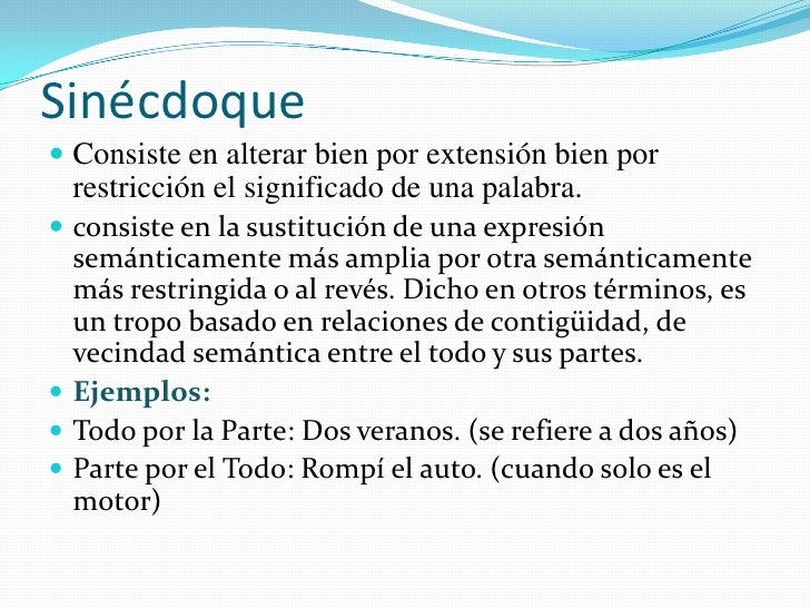 Trabajo de sinecdoque y metafora