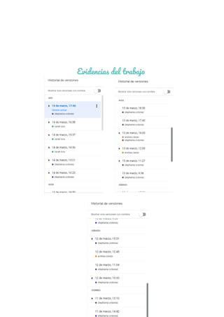 Evidencias del trabajo
 