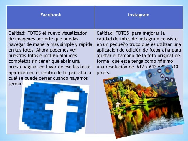 cuadro comparativo facebook e instagram