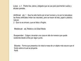 PALABRAS DESCONOCIDAS Infraestructura:  f. Parte de una construcción que está bajo el nivel del suelo.En aviación, material que no vuela (campos, cobertizos, etc.).Bases físicas de una economía, y en expresiones como infraestructura de comunicaciones, el soporte material de estas.Magna:  adj. culto Que es grande o importanteExtensión:  Superficie total que ocupa un cuerpo u otra cosaAcueducto:  s. m. Canal o conducto artificial que sirve para llevar agua de un lugar a otro, especialmente el construido en forma de puente que abastece a una población