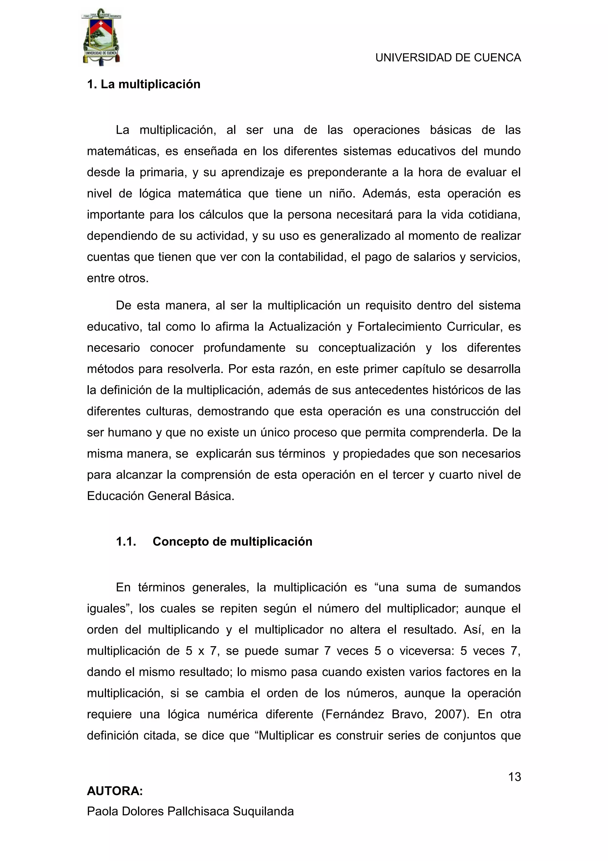 “Enseñanza de la multiplicación desde un enfoque constructivista en ...