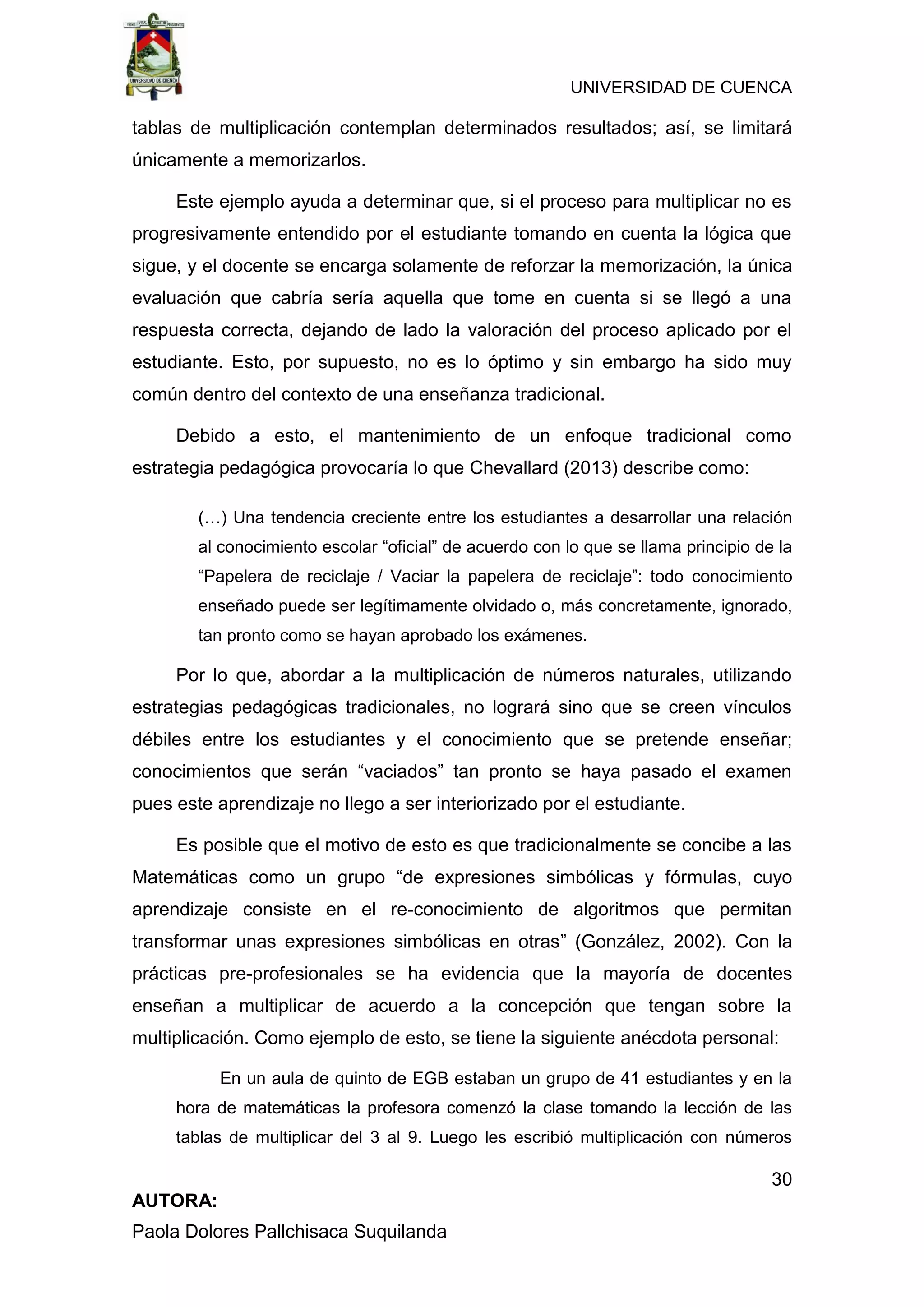 “Enseñanza de la multiplicación desde un enfoque constructivista en ...