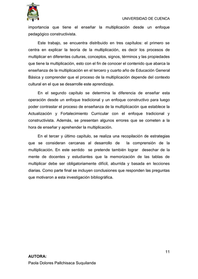 “Enseñanza de la multiplicación desde un enfoque constructivista en ...