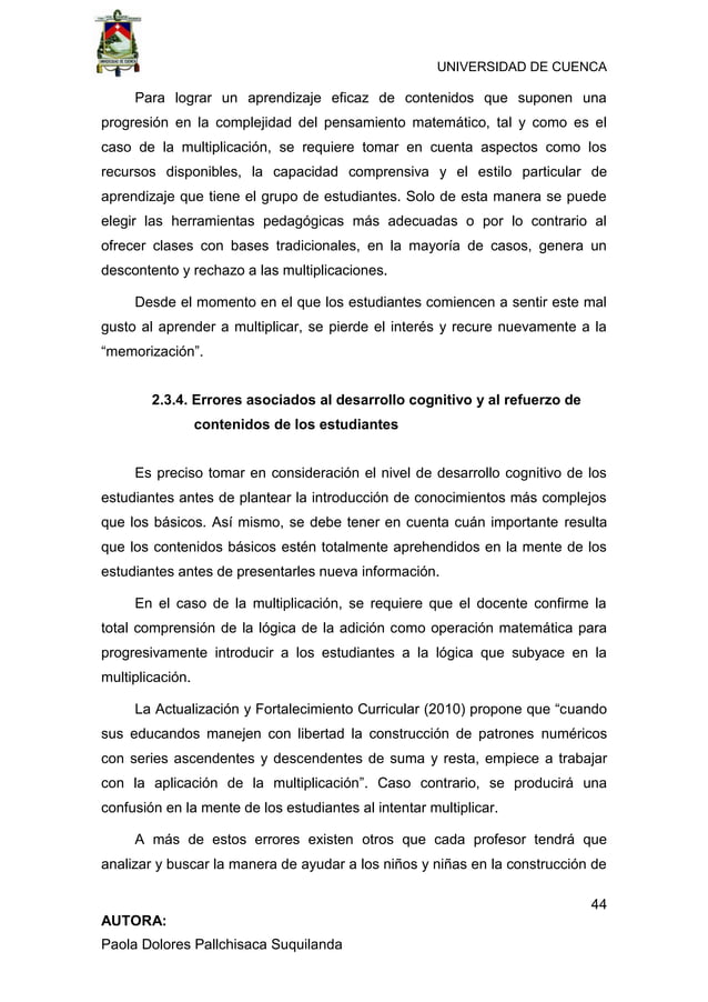 “Enseñanza de la multiplicación desde un enfoque constructivista en ...