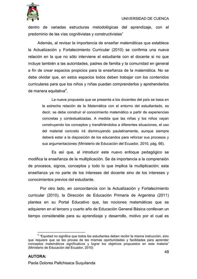 “Enseñanza de la multiplicación desde un enfoque constructivista en ...