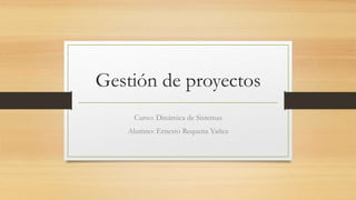 Gestión de proyectos
Curso: Dinámica de Sistemas
Alumno: Ernesto Requena Yañez
 