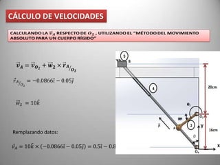 CÁLCULO DE VELOCIDADES
Remplazando datos:
 