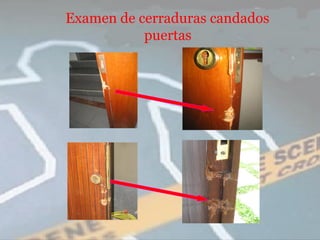 Examen de cerraduras candados
           puertas
 