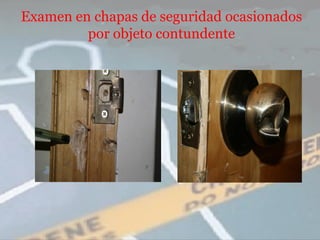 Examen en chapas de seguridad ocasionados
         por objeto contundente
 