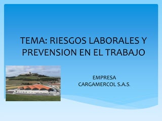 TEMA: RIESGOS LABORALES Y
PREVENSION EN EL TRABAJO
EMPRESA
CARGAMERCOL S.A.S.
 