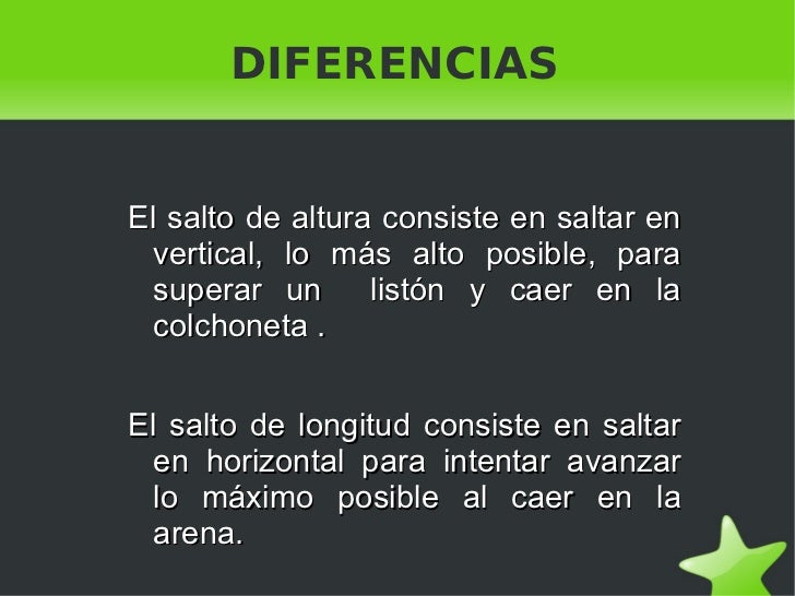 Salto de altura y salto de longitud