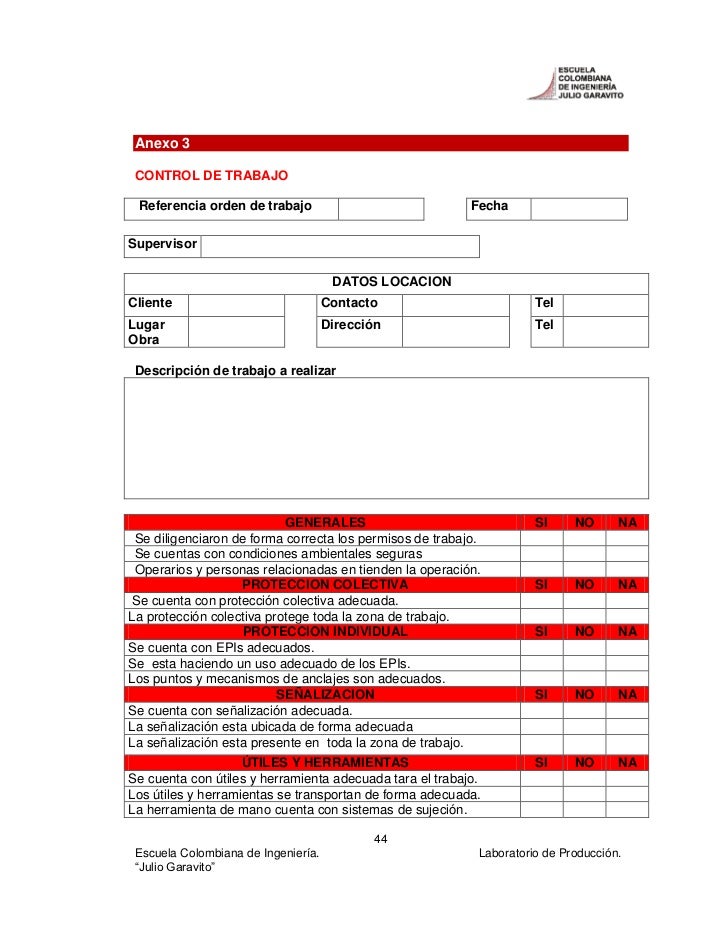orden de trabajo formato