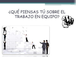 ¿QUÉ PIENSAS TÚ SOBRE EL
TRABAJO EN EQUIPO?
 