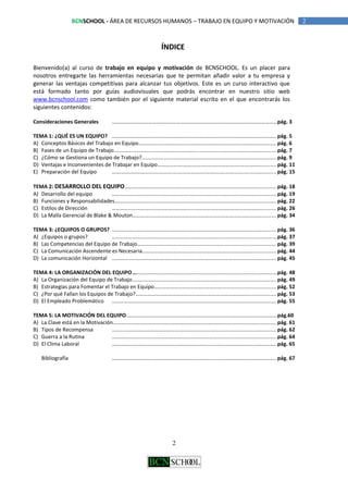 índice Para Un Trabajo Indice del Curso Trabajo en Equipo y Motivación