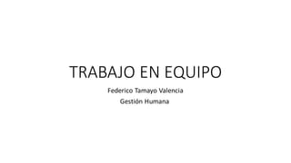 TRABAJO EN EQUIPO
Federico Tamayo Valencia
Gestión Humana
 