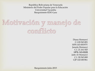 República Bolivariana de Venezuela
Ministerio del Poder Popular para la Educación
Universidad Yacambu
Barquisimeto-EDO-Lara
Diana Hennawi
C.I.20.543.801
HPS-143-00197V
Janeda Hennawi
C.I. 21.161.925
HPS-143-0028
Jaife Al Hennawi
C.I. 20.543.800
CJP-143-00196v
Barquisimeto-Julio-2015
 