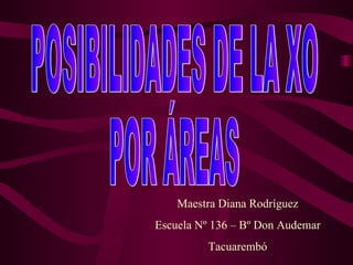 POSIBILIDADES DE LA XO POR ÁREAS  Maestra Diana Rodríguez Escuela Nº 136 – Bº Don Audemar Tacuarembó 