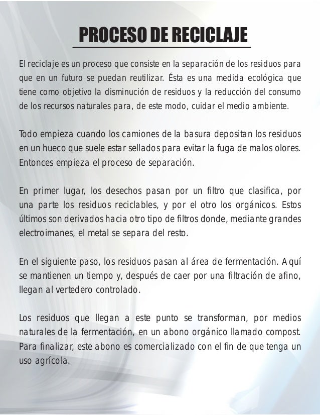 Trabajo escrito campaña de reciclaje