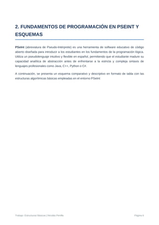 Estructuras Básicas de Programación: Variables, Algoritmos y PSeInt | PDF