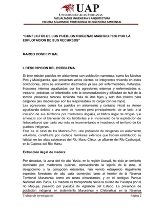 FACUALTAD DE INGENIERIA Y ARQUITECTURA
ESCUELA ACADEMICO PROFESIONAL DE INGENIERIA AMBIENTAL
Trabajo de investigación Pági...