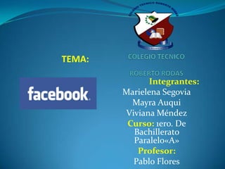 TEMA:

              Integrantes:
        Marielena Segovia
          Mayra Auqui
        Viviana Méndez
         Curso: 1ero. De
          Bachillerato
          Paralelo«A»
           Profesor:
          Pablo Flores
 