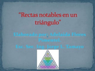 “Rectas notables en un triángulo” Elaborado por: Adelaida Flores Pimentel.  Esc. Sec. Ing. Jorge L. Tamayo 