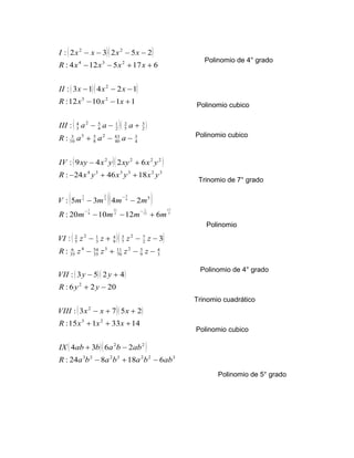 Fracciones Algebraicas……………………………………………