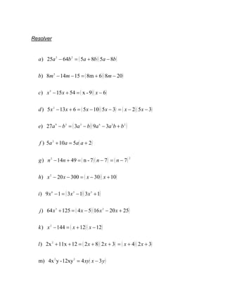                            SUMA En una pastelería Tres amigos llegaron a comprar panecillos, uno de ellos se llevó tres donas, cuatro conchas y un cochinito, otro llevó dos galletas, cuatro donas y tres cochinitos, y el último de los amigos llevó una concha, cuatro cochinitos y cuatro galletas. <br />DonasXCochinitoq ConchasYGalletasP<br />¿Cuánto pagaron en total?<br />Polinomio lineal<br />              <br />    Polinomio cubico<br />Trinomio cuadrático}<br />    <br />                                  Trinomio lineal                                             <br />                                                                        Trinomio cuadrático<br />Trinomio cubico<br />                                                        <br />RESTA<br />En  C&A  Julia compró siete pantalones, cuatro  blusas y cuatro pares de zapatos, al siguiente día su hermana se llevó cuatro chamarras, dos pares de zapatos, un pantalón y dos blusas. La mamá al fin del mes pagó cinco pantalones, tres blusas, dos chamarras y dos pares de zapatos.<br />¿Cuanto quedó debiendo la mamá?<br />Pantalones XBlusasYZapatosqchamarrasp<br />                     <br />Polinomio lineal<br />MULTIPLICACION<br />LEY DE SIGNOS<br />(+) por (+) da (+)(+) por (-) da (-)(-) por (+) da (-) (-) por (-) da (+)<br />PROPIEDAD DISTRIBUTIVA<br />La propiedad distributiva de la multiplicación – Un sumado de dos o mas números multiplicado por un número X es igual a la suma de el producto de cada número por el número X sumado.  Ejemplo<br />(b + a) . X = (b . X) + (a . X)<br />LEY DE EXPONENTES<br />Aquellos números o bases que están elevados a una potencia constan de leyes que deben de cumplirse en cada operación matemática, por ejemplo:<br /> Cuando dos números elevados a cierta potencia se están multiplicando, los exponentes se suman; Cuando se dividen, los exponentes se restan; cuando son elevados a otra potencia, los exponentes se multiplican; y cuando aquellos exponentes son encerrados en una raíz, su resultado es un exponente fraccionario.<br />EJEMPLOS:<br />                                               <br />* Todo número elevado a cero es igual a la unidad: a0= 1* Para multiplicar potencias de la misma base, se suman los exponentes:  a5. a 3= a8* Para dividir potencias de la misma base, se restan lo exponentes: a5/ a 3= a2* Para elevar una potencia a otra potencia, se multiplican los exponentes: (a5)3 = a15* Una potencia con exponente negativo será lo mismo que uno partido por la misma potencia con exponente positivo: a- 5= 1 / a5* Una potencia con exponente fraccionario, equivale a una raíz: a3/4= <br />PASOS<br />Los coeficientes se multiplican aplicando la ley de los signos<br />Los exponentes de las mismas literales se suman y se aplican a la ley distributiva<br />Se simplifica sumando términos semejantes; ordenar y clasificar<br />EJEMPLO<br />                 Trinomio cuadrado<br />Polinomio de 4° grado<br />Polinomio cubico<br />Polinomio cubico<br />Trinomio de 7° grado<br />Polinomio<br />Polinomio de 4° grado<br />Trinomio cuadrático<br />Polinomio cubico<br />Polinomio de 5° grado<br />1-Un terreno rectangular mide 2x – 4 metros de largo y 5x +3 de ancho ¿Cuál es el modelo matemático que expresa su área?<br />Trinomio cuadratico<br />2-En una tienda se compraron tres diferentes artículos A, B y C. A cuesta 3x por unidad y se compran 5 unidades, B cuesta 4x + 2 por unidad y se compraron 3 unidades y C cuesta x por unidad y se compraron 7 unidades. ¿cuál es el modelo matemático del costo total de la compra?<br />Trinomio <br />División<br />La división es la operación que tiene por objeto repartir un numero en tantas partes iguales<br />Si un espacio rectangular tiene un área de  QUOTE   y la anchura es de 3x-5 ¿Cuánto mide la base?  b=2x+3<br />A= 6 QUOTE  --19x+15<br />a= 3x-5<br /> <br />Polinomio entre monomio<br />*Los coeficientes se dividen o se simplifican aplicando la ley de los signos.<br />*Los exponentes de las mismas literales se restan si quedan residuos se indica donde estaba el mayor.<br />Polinomio entre polinomio<br />*Los coeficientes se dividen<br />*si el exponente de adentro es mas chica que la de afuera no se puede dividir<br />Productos notables<br />Binomio al cuadrado<br />*Cuadrado del primero<br />*Multiplicar el primero por el segundo y luego el cuadrado de los dos juntos<br />*Cuadrado del segundo<br />Binomio al cubo<br />*Cubo del primero<br />*Triple producto del cuadrado del primero por el segundo<br />*Triple producto del cuadrado del segundo por el primero<br />*Cubo de el segundo<br />Binomio a la potencia superior<br />*La primera inicia con la potencia indicada <br />*El segundo inicia en cero y aumenta asta la potencia indicada <br />Binomios con termino común<br />*Cuadrado del común<br />*suma o resta de los diferentes por el común<br />*producto de los diferentes<br />Binomios conjugados<br />*Cuadrado del primero<br />*(-) menos cuadrado de el segundo<br />Conclusión de la primera evaluación<br />Suma, resta y multiplicación<br />Suma*Los coeficientes son los que se suman<br />*Signos iguales se suman <br />*Signos diferentes se restan (signo de el mayor)Trinomio lineal<br />*Ordenar y clasificar<br />Resta*Se cambia el signo a todos los términos de la expresión antecedida por  (--)<br />*Sumar <br />*Ordenar y clasificar<br />Multiplicación*Los coef. Se multiplican aplicando la ley de los signos <br />*Los exponentes de las mismas literales se suman y se aplica la ley distributiva (Un sumado de dos o mas números multiplicado por un número X es igual a la suma de el producto de cada número por el número X sumado.  Ejemplo (b + a) . X = (b . X) + (a . X) )<br />*Se simplifica sumando los términos semejantes <br />*Ordenar y clasificar<br />Conclusión de la segunda evaluación <br />División y productos notables<br />DivicionExisten tres tipos de división<br />Monomio  entre monomio