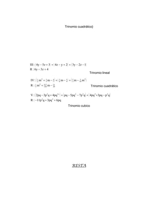 Resta………………………………………………………………..