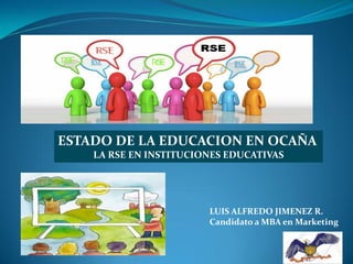 ESTADO DE LA EDUCACION EN OCAÑA
LA RSE EN INSTITUCIONES EDUCATIVAS
LUIS ALFREDO JIMENEZ R.
Candidato a MBA en Marketing
 
