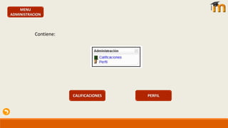 MENU
ADMINISTRACION
Contiene:
CALIFICACIONES PERFIL
 
