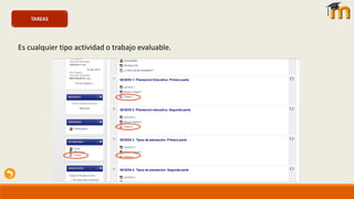 TAREAS
Es cualquier tipo actividad o trabajo evaluable.
 