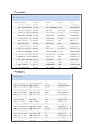 • Proveedores 
• Vendedores 
