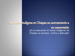 ¿Es la educación en zonas indígenas de 
Chiapas un proceso critico y delicado? 
 