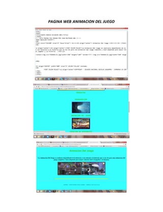 PAGINA WEB ANIMACION DEL JUEGO