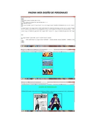 PAGINA WEB DISEÑO DE PERSONAJES