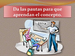Da las pautas para que
aprendan el concepto.
 