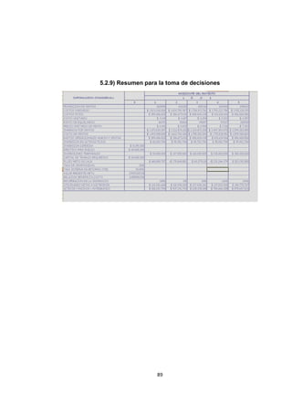 89
5.2.9) Resumen para la toma de decisiones
 