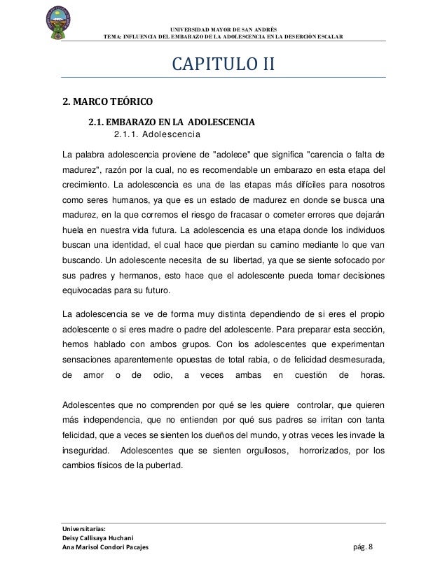 Enbarazo En La Adolescencia Y Desercion Escolar