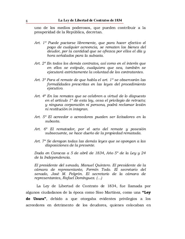 Ley de Libertad de Contratos de 1834