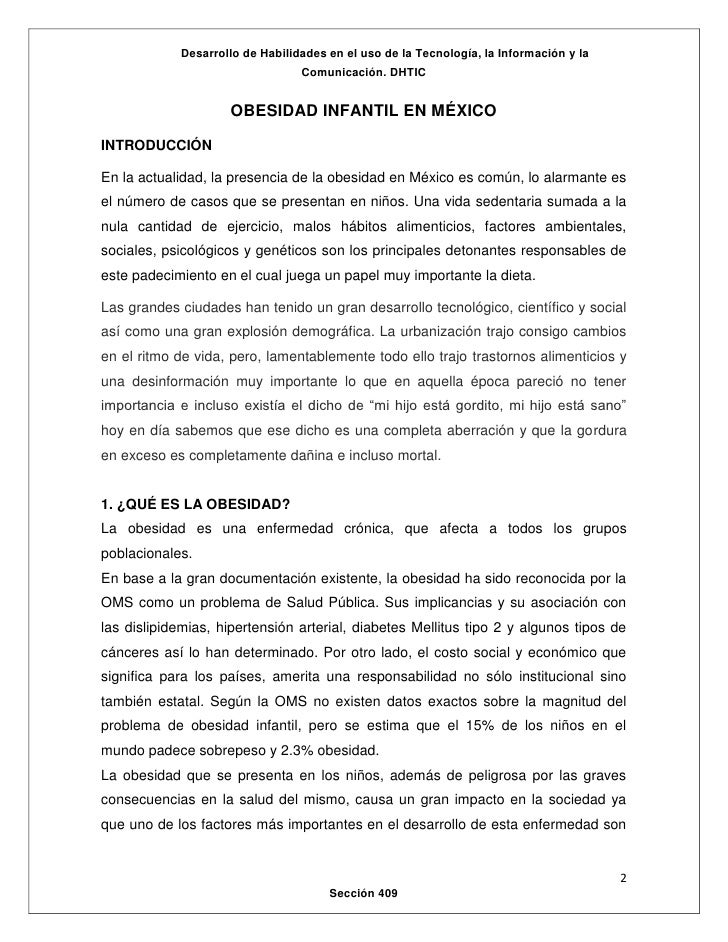 Ensayo Obesidad Infantil Ensayo Obesidad Infantil
