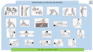 Estiramientos con Técnicas de Aerobics
20’’ ON – 10’’ OFF x 3 SET
 